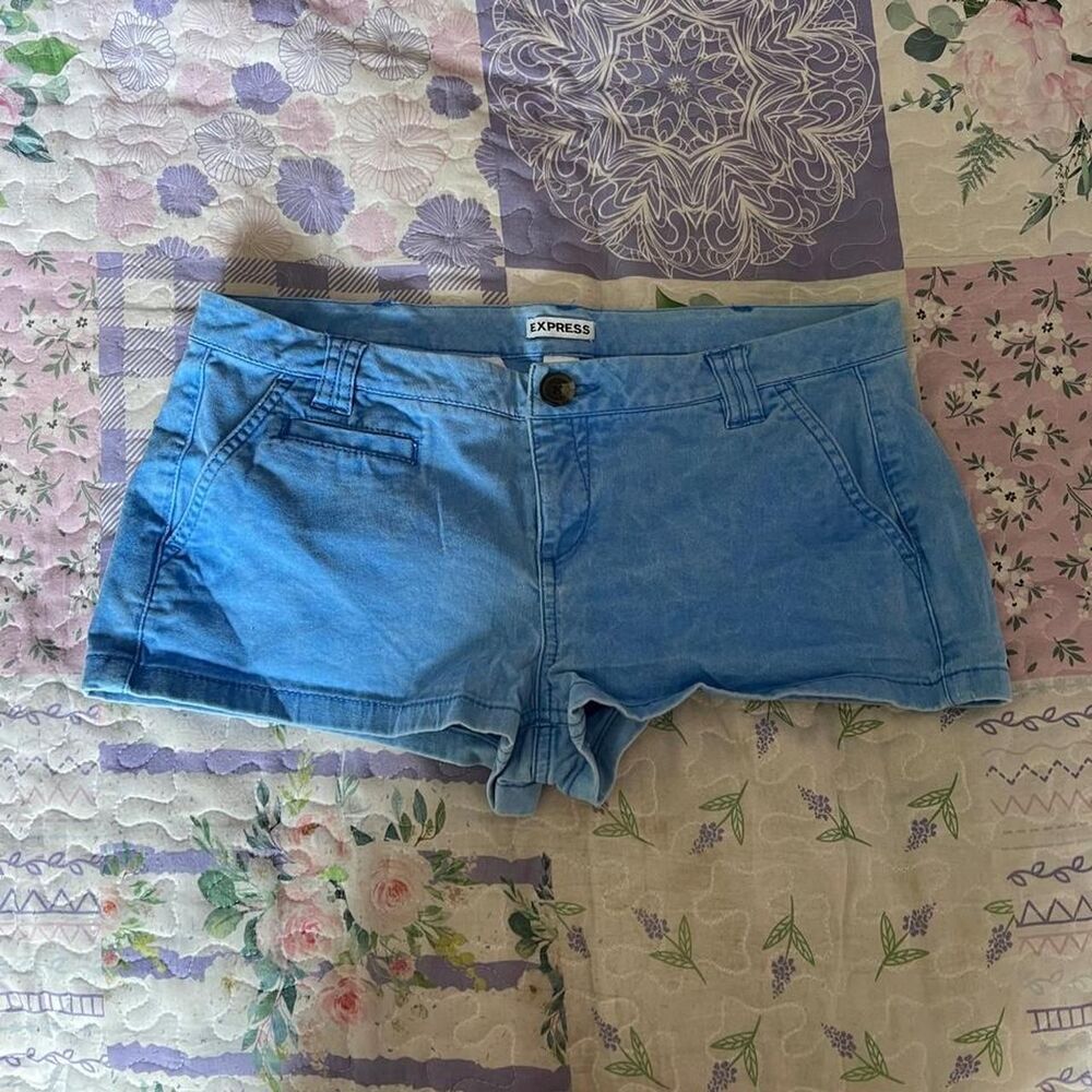 Y2K EXPRESS SKY BLUE LOW-RISE STRETCH SHORT SHORTS